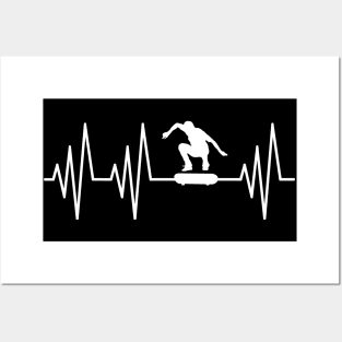 Skateboard Heartbeat Gift Skateboard lovers Posters and Art